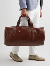 $5,300 Brunello Cucinelli Weekend Logo-Print Leather Duffle Bag