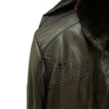 $27K METROPOLIS Black Lambskin & Crocodile Coat 58 Detachable Squirrel fur