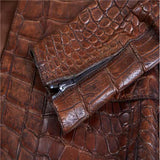 $57K GUCCI Patinated Brown Crocodile Biker Jacket 48