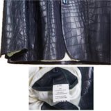 $150K Bijan Full Crocodile Leather Blazer 52 Alligator Navy Blue