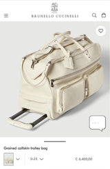 $8,450 Brunello Cucinelli Grained Calfskin Trolley Bag Ivory (C4212)