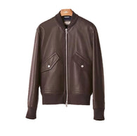 +$14K HERMES Zipped rib trim Leather Jacket 52