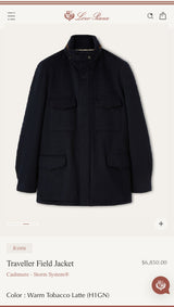 $6,850 LORO PIANA 52 Traveller Field Jacket Navy blue Cashmere Storm System®