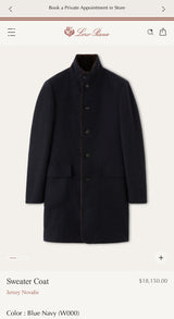 $18K Loro Piana M Sweater Coat Cashmere Double & Castorino Fur Navy blue