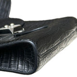 HERMES Sac a depeches 21 Matte Black Crocodile Porosus Messenger bag Stamp W