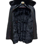 $27K METROPOLIS Black Lambskin & Crocodile Coat 58 Detachable Squirrel fur