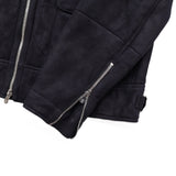 $12,400 BRUNELLO CUCINELLI M Biker Shearling Leather Jacket Navy blue