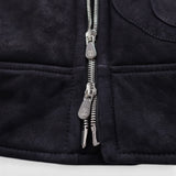 $12,400 BRUNELLO CUCINELLI M Biker Shearling Leather Jacket Navy blue