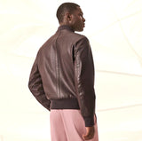 +$14K HERMES Zipped rib trim Leather Jacket 52