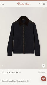 $6,850 Albury Knit BomberJacket 50 Virgin Wool FW2025