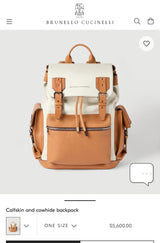 $5,600 Brunello Cucinelli Grained Calfskin & Cowhide City Backpack