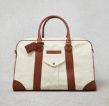 $6.550 Grained Calfskin & Cowhide Street Bag English Whi (CZR76)