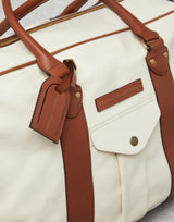 $6.550 Grained Calfskin & Cowhide Street Bag English Whi (CZR76)