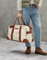 $6.550 Grained Calfskin & Cowhide Street Bag English Whi (CZR76)