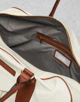 $6.550 Grained Calfskin & Cowhide Street Bag English Whi (CZR76)